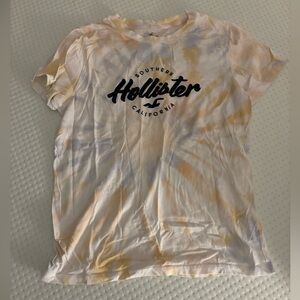 Yellow and blue tie dye Hollister t-shirt
